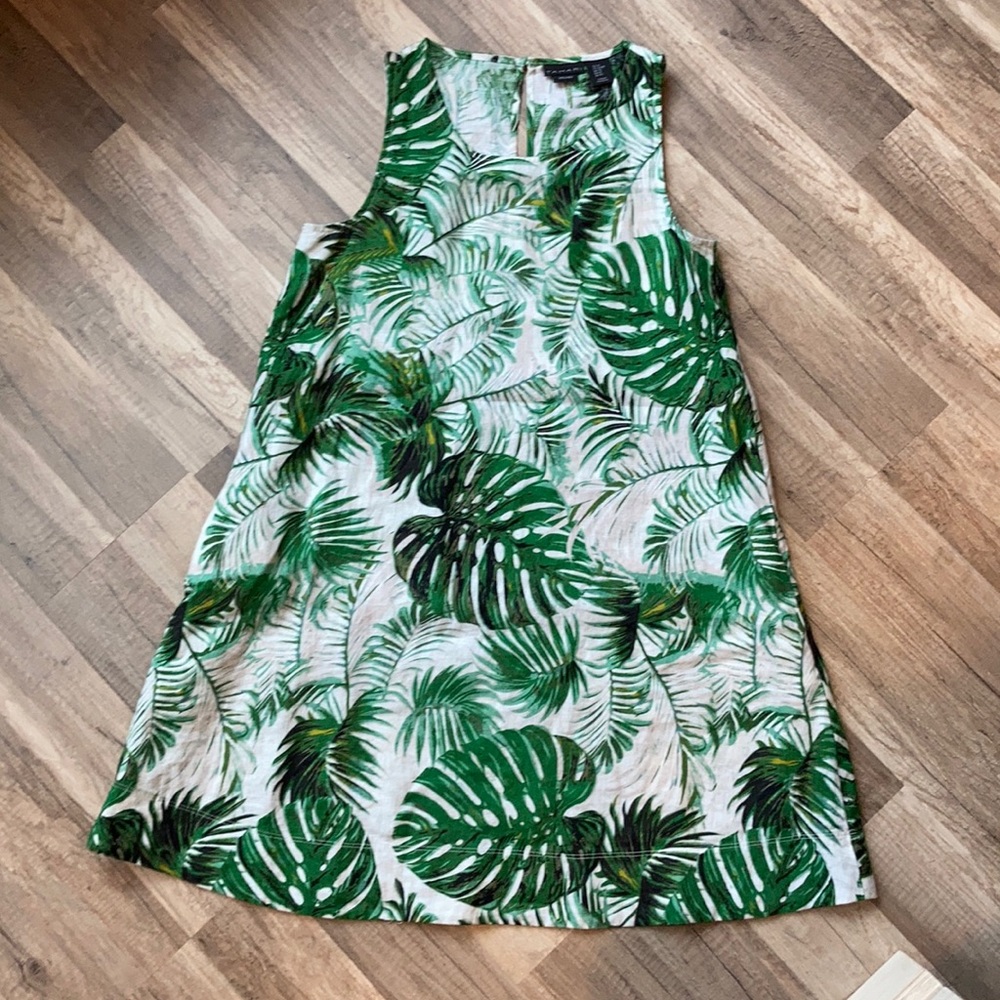 Tahari Tropical Palm Print Linen, XS